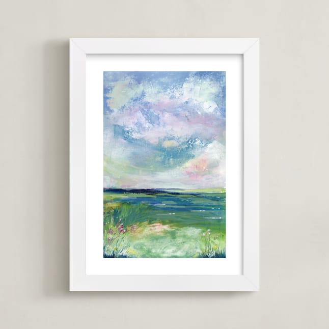 "By the Bay" - Art Print in Sky by Lindsay Megahed - Framed