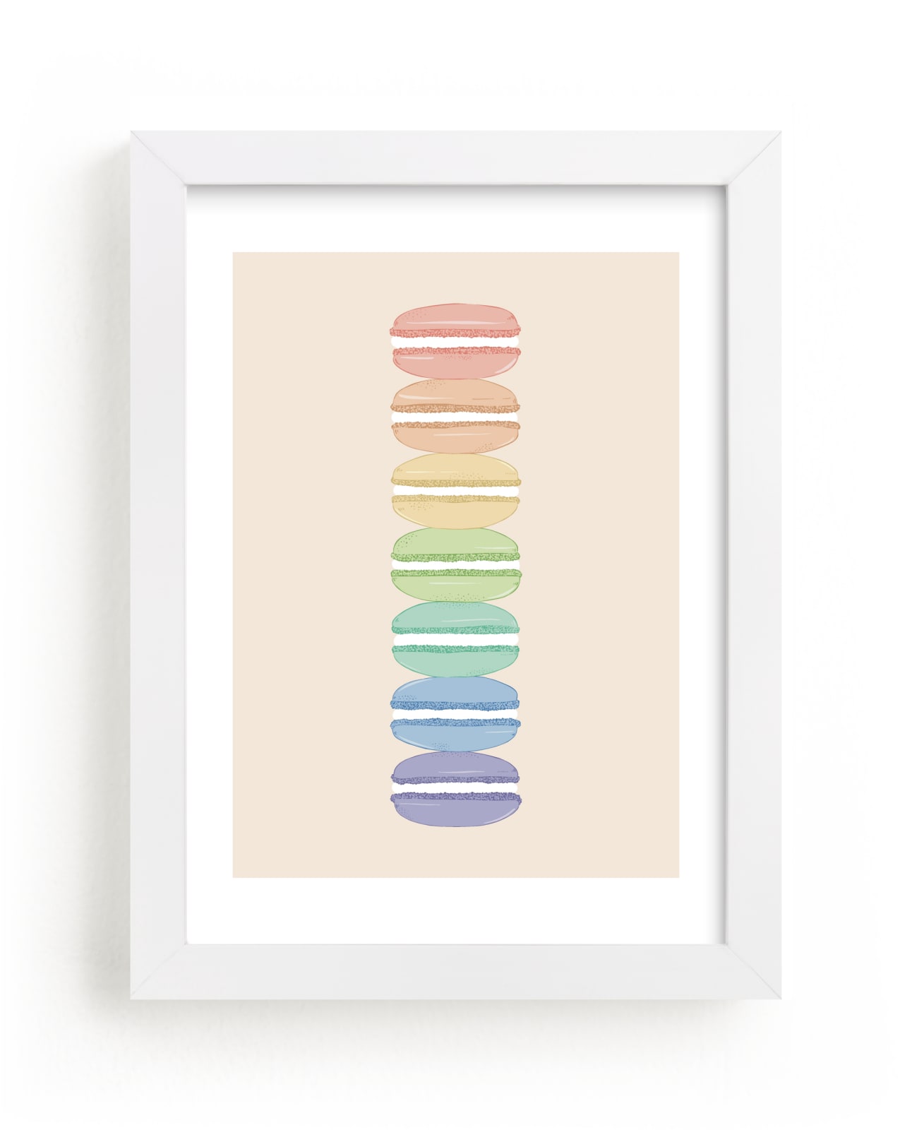 "Rainbow Macarons" - Limited Edition Art Print by Orasie in beautiful frame options and a variety of sizes.