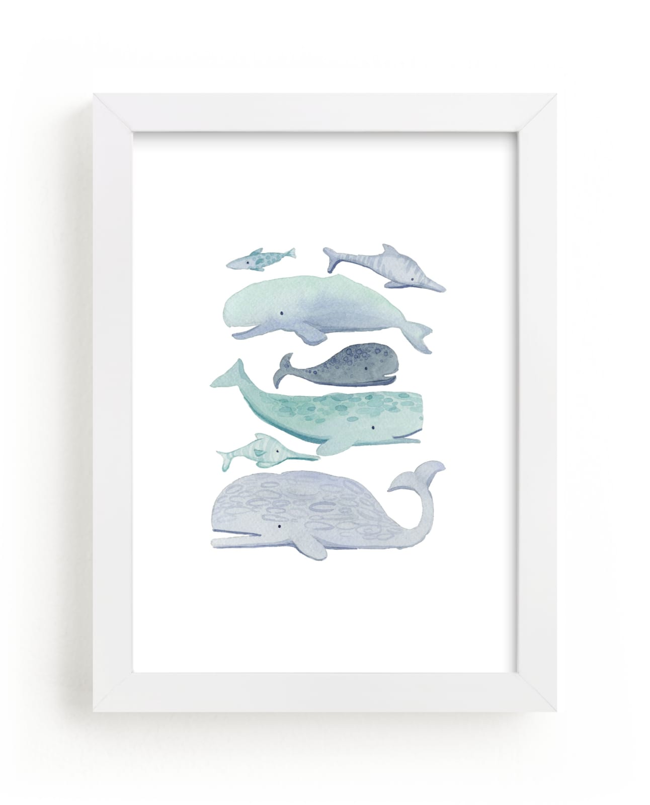 "Blue Whales" by Kelsey Carlson in beautiful frame options and a variety of sizes.