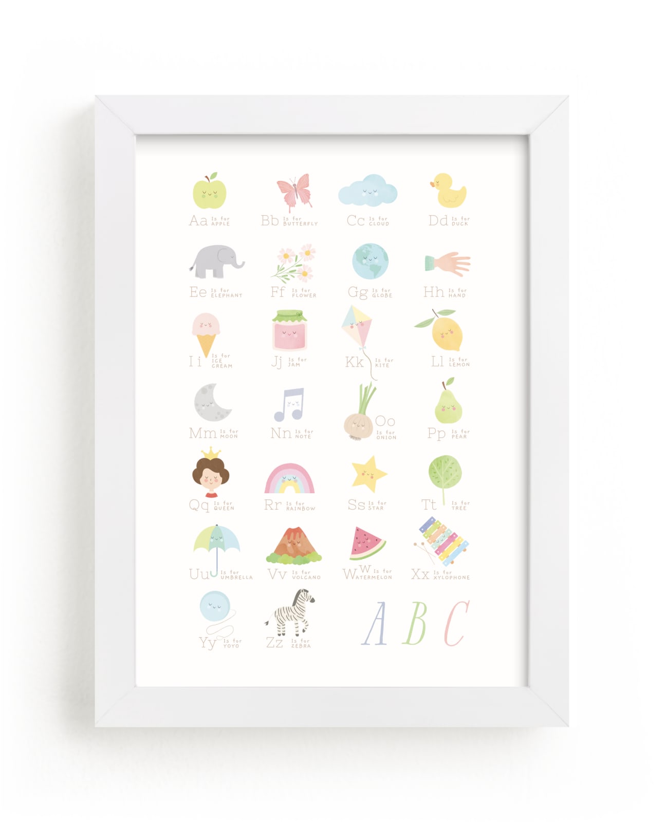 "Lovely alphabet" by Sabrin Deirani in beautiful frame options and a variety of sizes.