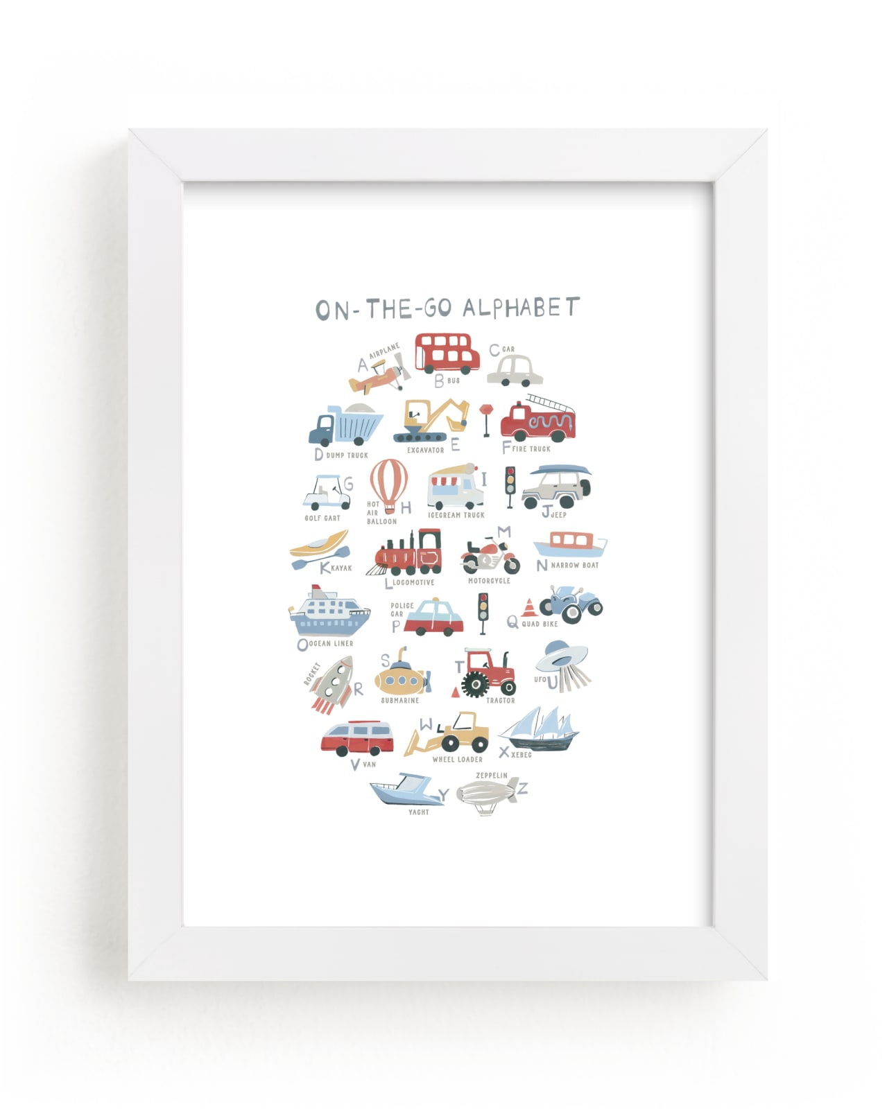 "Transportation Alphabet" by Teju Reval in beautiful frame options and a variety of sizes.
