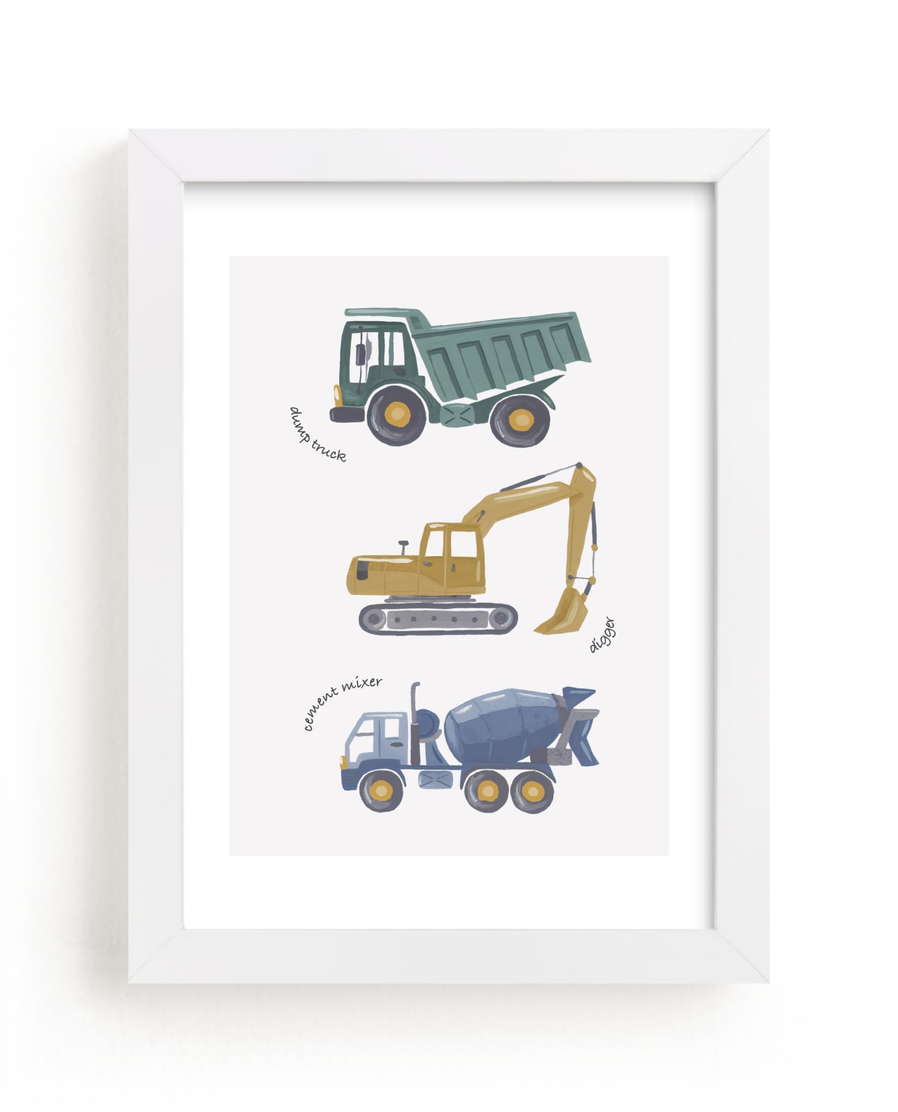 "Tons of Trucks" by Alice Nelen in beautiful frame options and a variety of sizes.