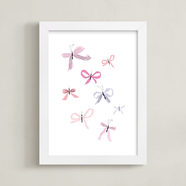 "Butterfly Bows" - Art Print in Lavender by Baumbirdy - Framed