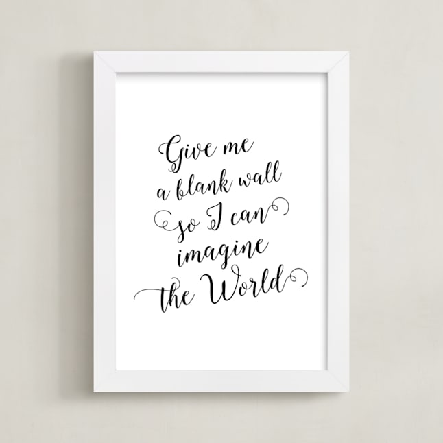 "Imagine the World" - Art Print in White by Ioana Martineac - Framed