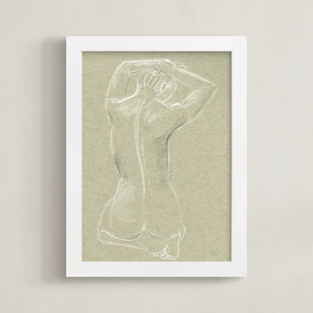 "Sketch 033" - Art Print in beige by Cecilia La Mela - Framed