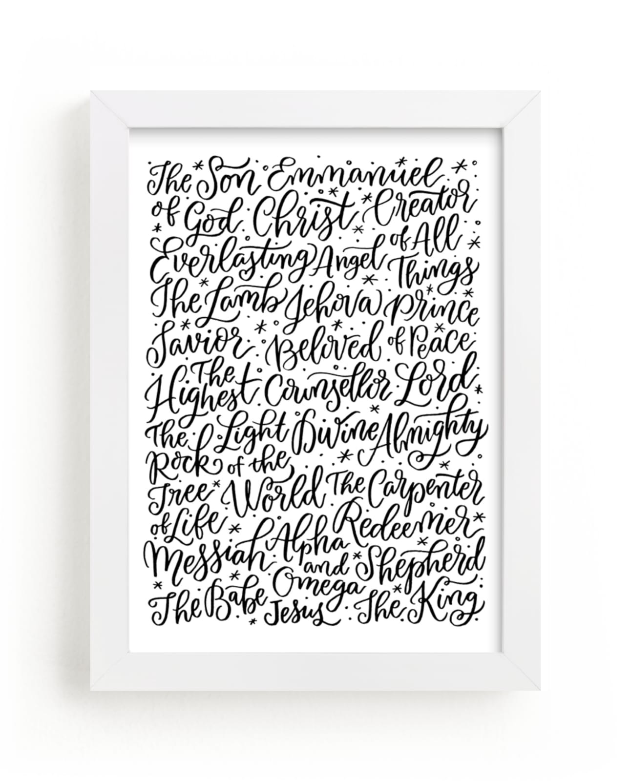 "All the Names of Jesus" - Art Print by Laura Bolter in beautiful frame options and a variety of sizes.