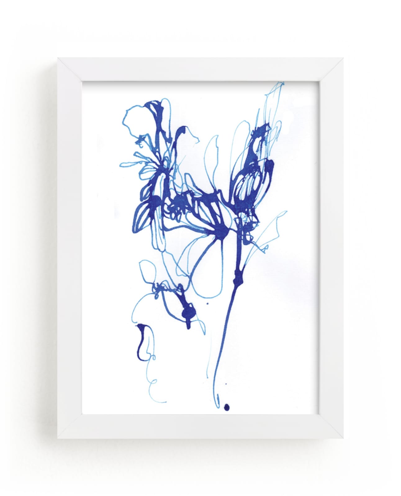 "Inky Blue Floral" - Art Print by Sonal Nathwani in beautiful frame options and a variety of sizes.