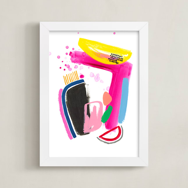 "The Dinner Table" - Art Print in Flamingo Pink by Jennifer McCully - Framed