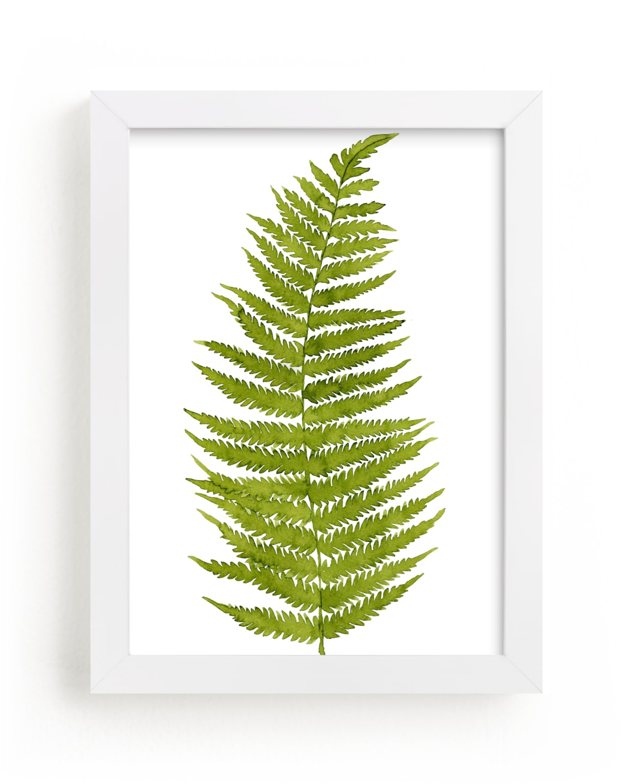 "Grass Green Watercolor Fern Leaf" - Art Print by Helga Wigandt in beautiful frame options and a variety of sizes.