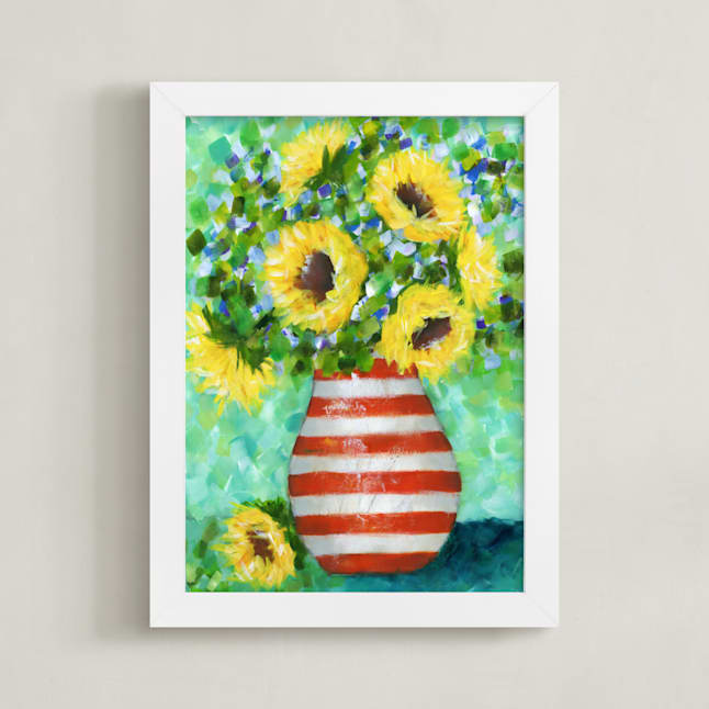 "Sunflower Bliss" - Art Print in Sunflower Yellow by Sen Chloe - Framed