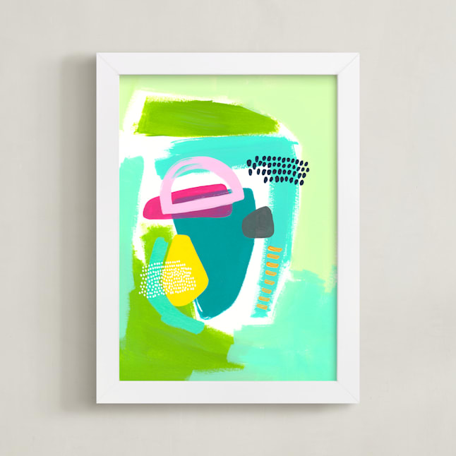 "Key Lime Twist" - Art Print in Aqua Green by Jennifer McCully - Framed