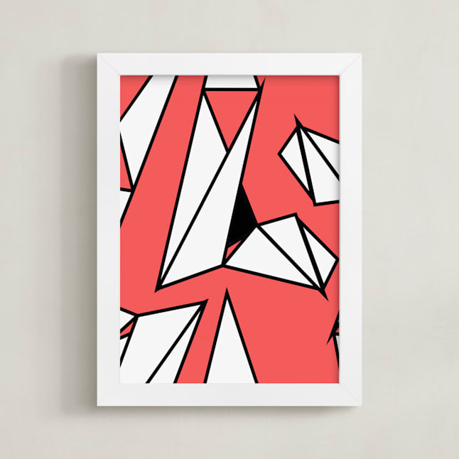 "FACETED FIRE SIGNS - Leo" - Art Print in Coral by Linda Misiura - Framed