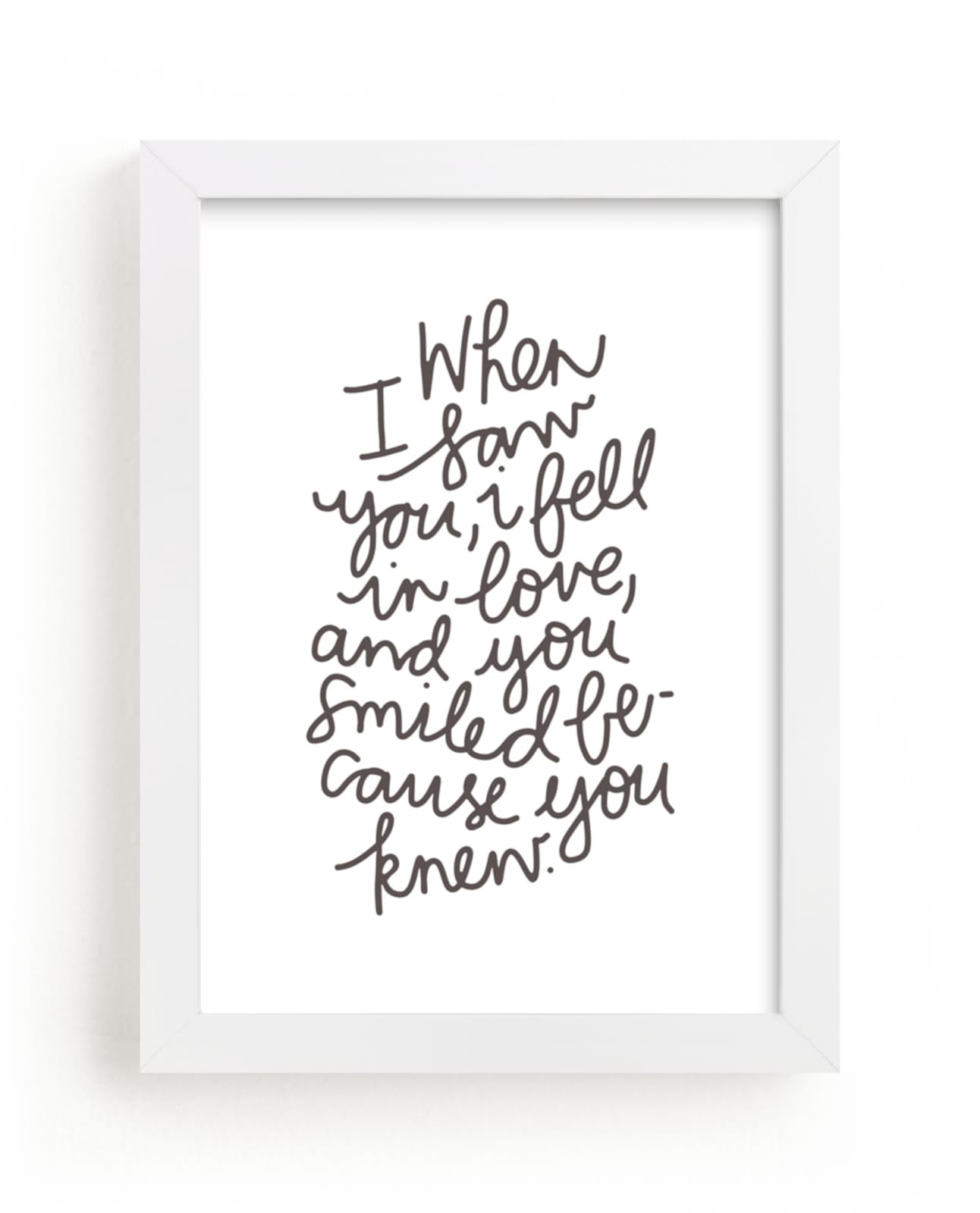 "Because you knew" - Art Print in warm grey by Phrosné Barwood - Framed