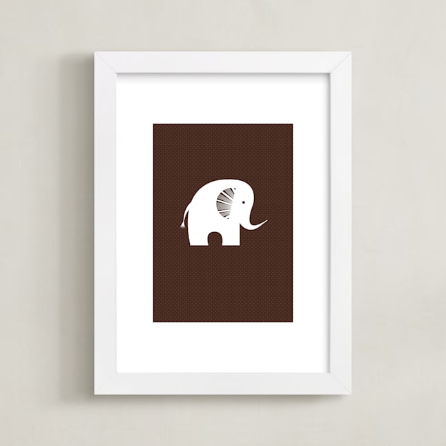 "Sophisticated Elephant" - Art Print in Chocolate by three percent milk - Framed