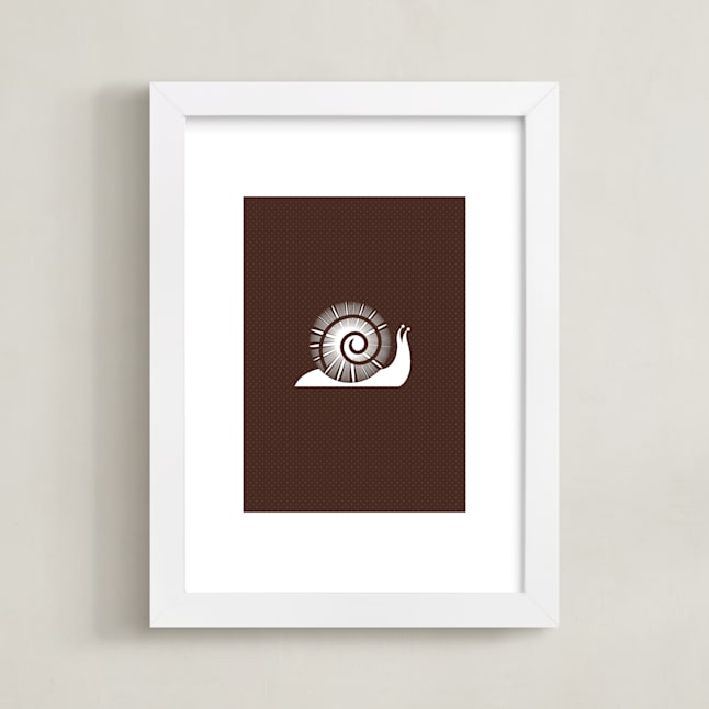 "Sophisticated Snail" - Art Print in Chocolate by three percent milk - Framed