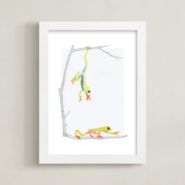 "Where are you going" - Art Print in kermit by Deborah Chou - Framed