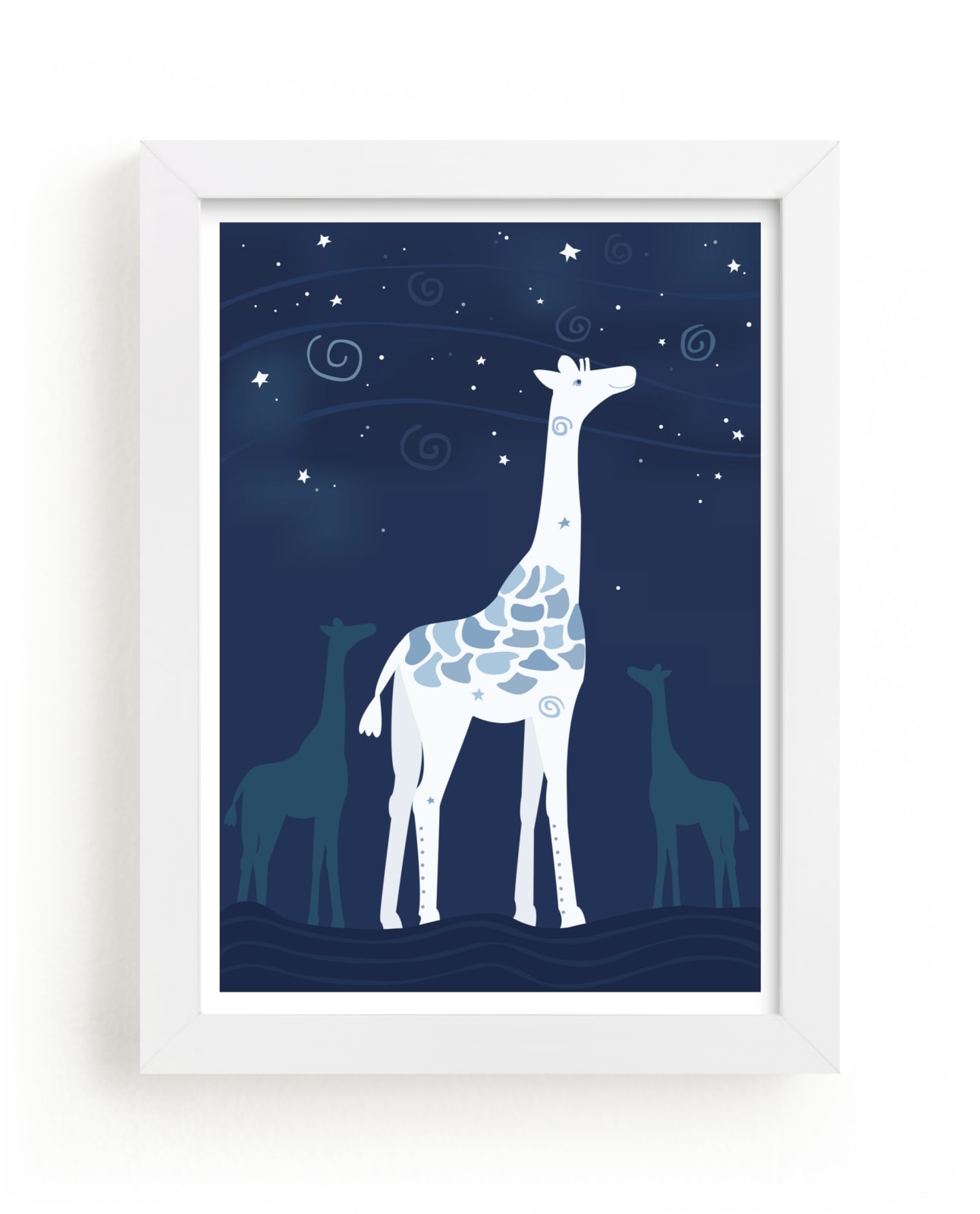 "Look at the Stars 1 Giraffe" - Art Print by Jennifer Holbrook in beautiful frame options and a variety of sizes.