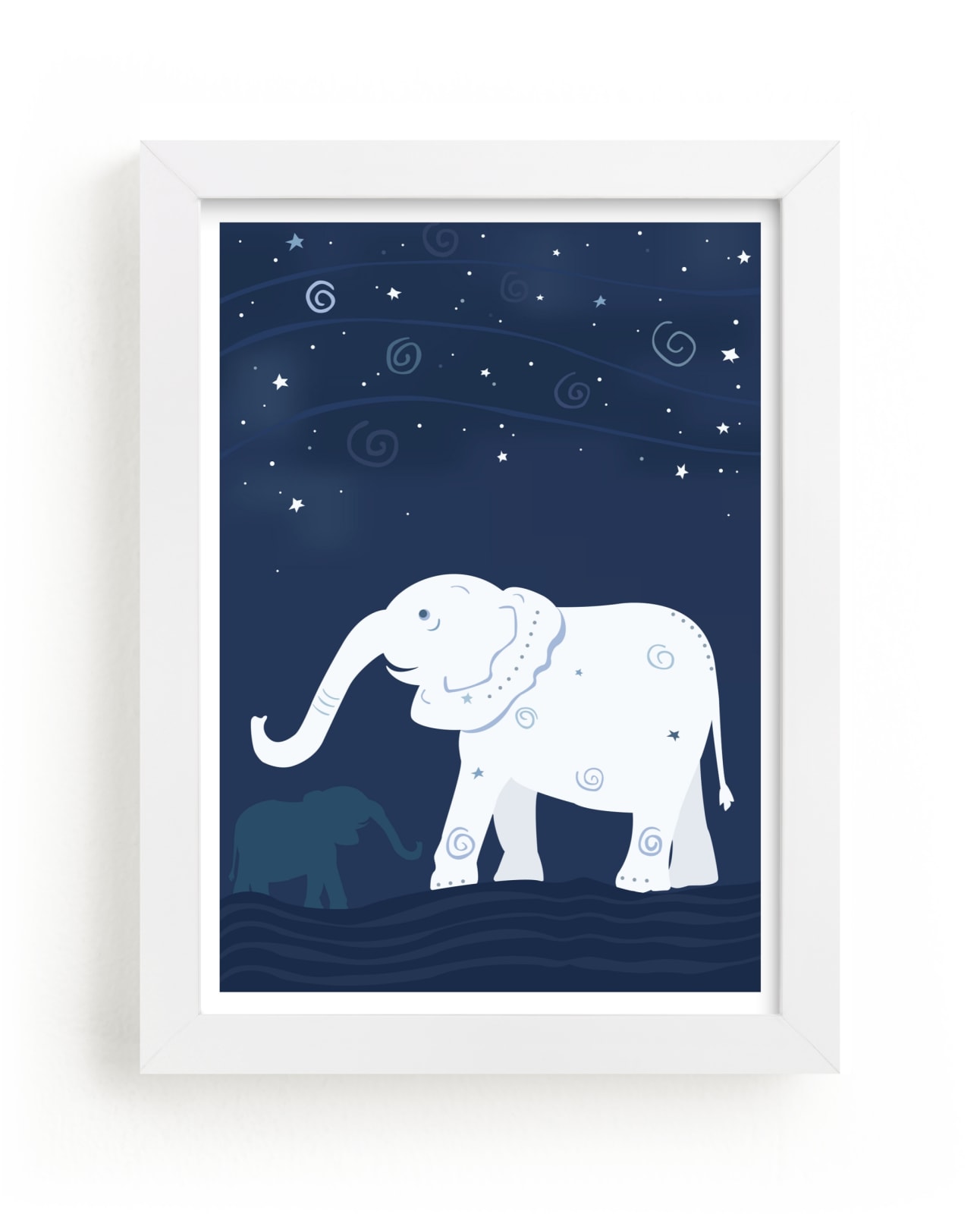 "Look at the Stars 2 Elephant" - Art Print by Jennifer Holbrook in beautiful frame options and a variety of sizes.