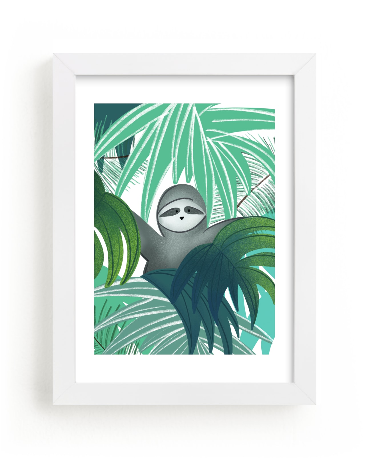 "Jungle Portrait - Sloth" - Art Print by Michel Villalpando in beautiful frame options and a variety of sizes.