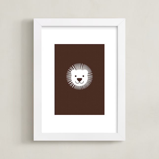 "Sophisticated Lion" - Art Print in Chocolate by three percent milk - Framed