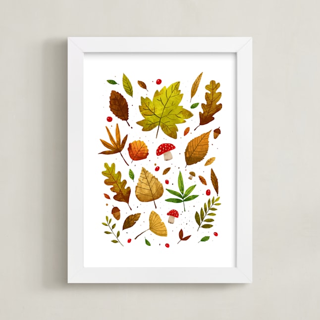 "An Autumn Walk in the Park" - Art Print in Autumn Orange by Alf and Auguri - Framed