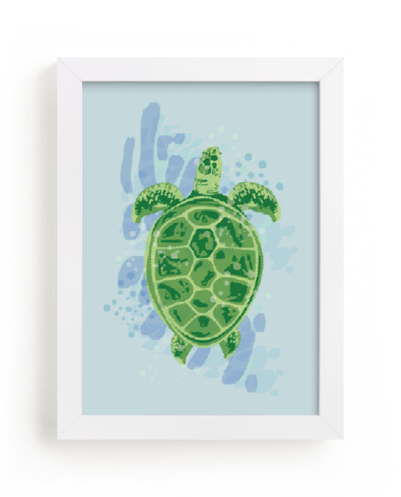 "Swimming Sea Turtle" - Art Print by Lauren Hughes in beautiful frame options and a variety of sizes.
