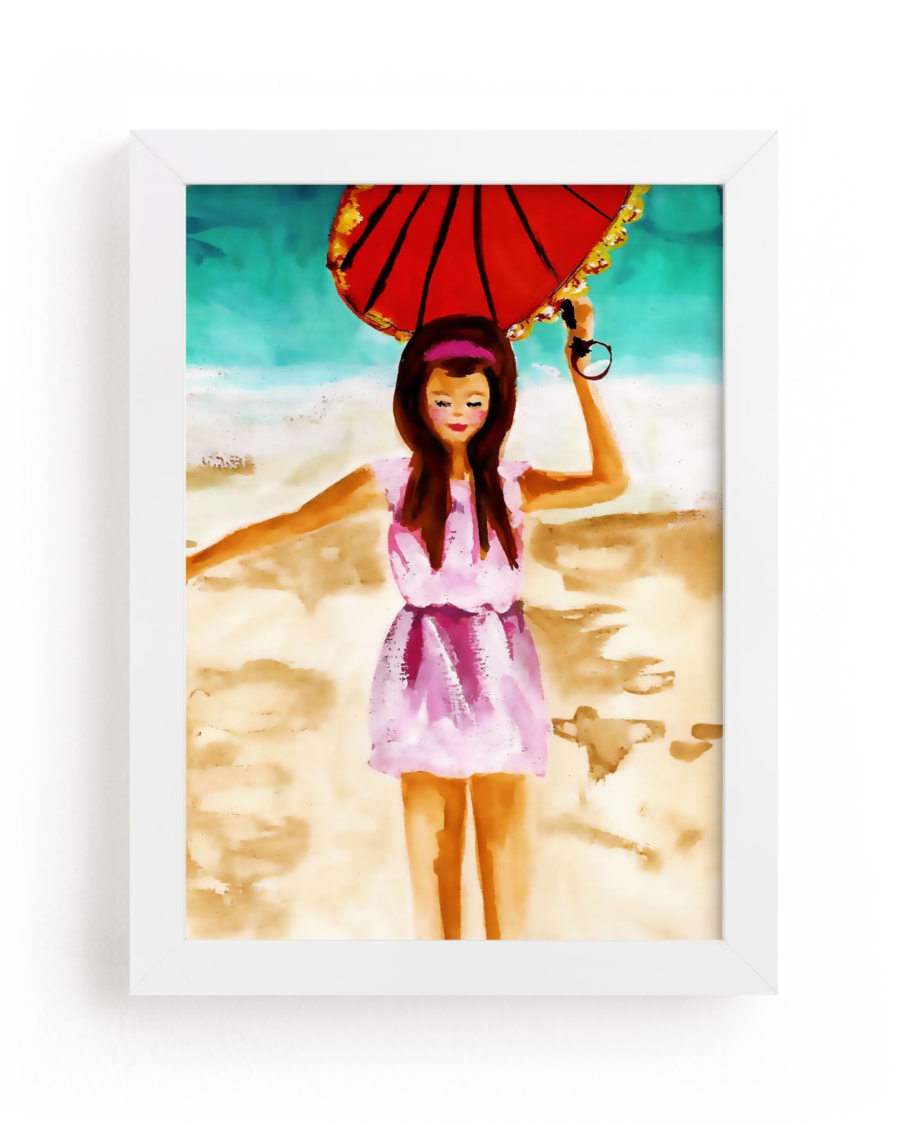 "woman with umbrella" - Art Print by Jenny Partrite in beautiful frame options and a variety of sizes.