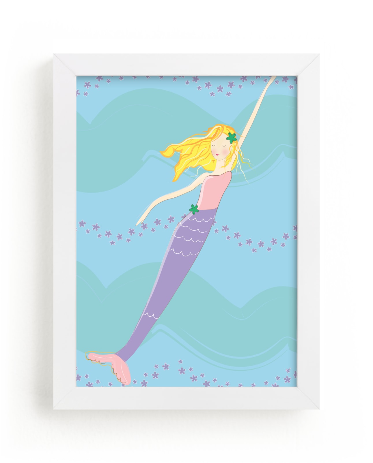 "Mermaid into the deep 2" - Art Print by Rebecca Marchese in beautiful frame options and a variety of sizes.