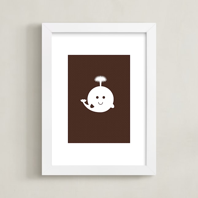 "Sophisticated Whale" - Art Print in Chocolate by three percent milk - Framed