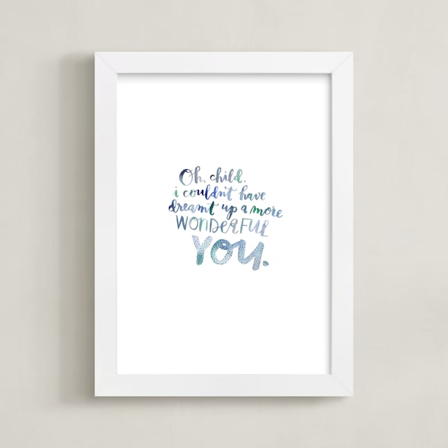 "oh child" - Art Print in ocean teal by Kelly Place - Framed