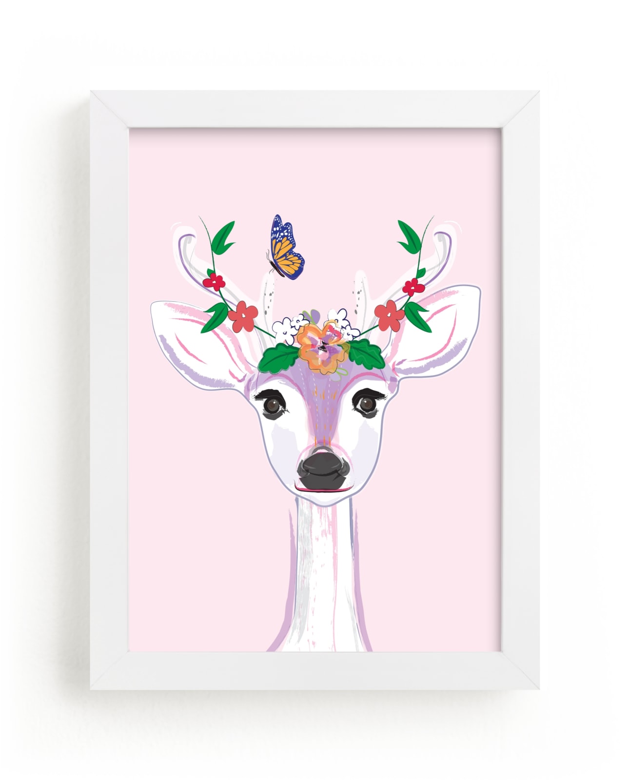 "Deer Flower" - Art Print by Rebecca Marchese in beautiful frame options and a variety of sizes.