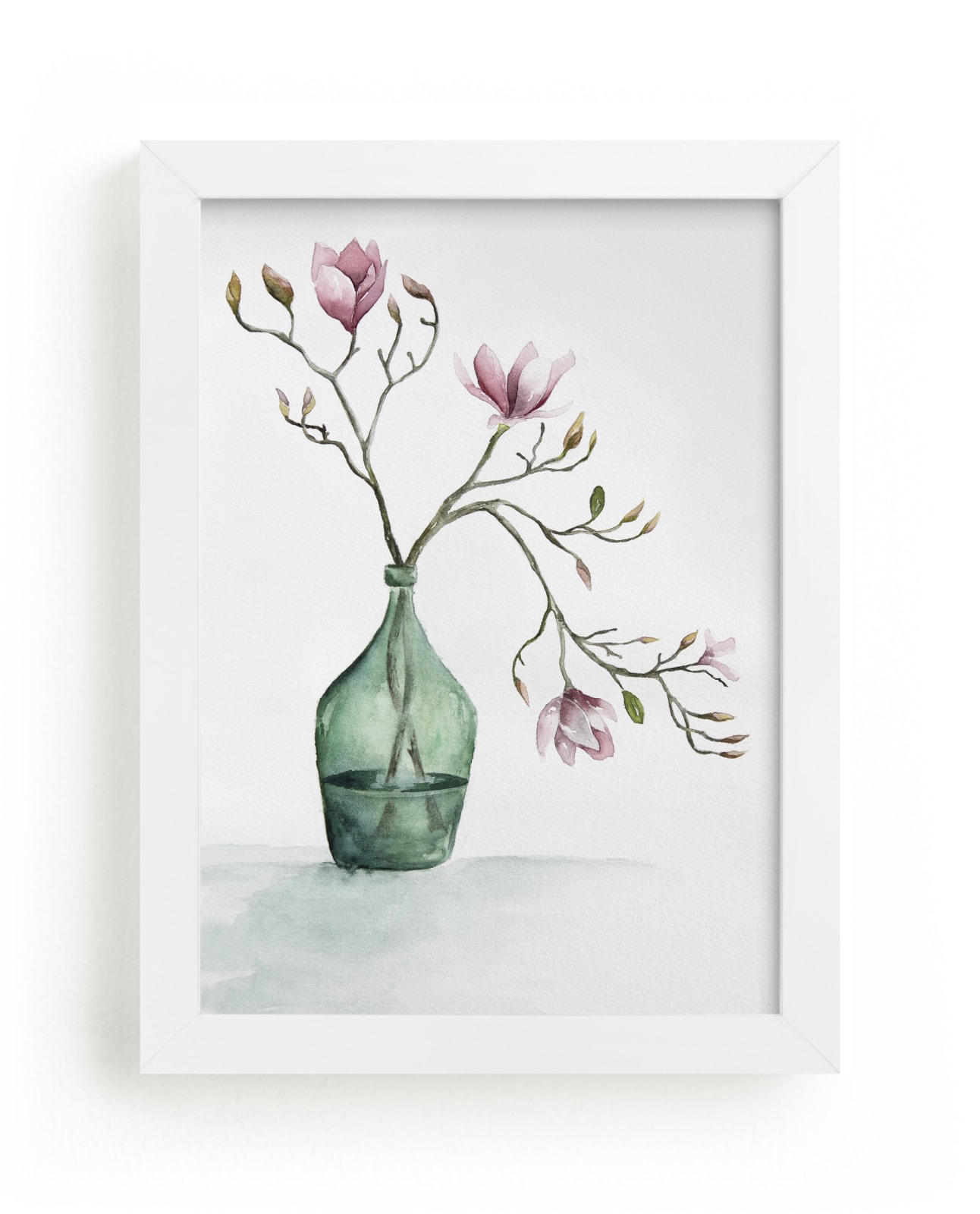 "Magnolia in Green Vase" by Karen Kaul in beautiful frame options and a variety of sizes.