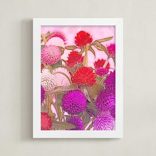 "Bright Good Morning Day 2" - Art Print in Soft Pink by Kate Dailey - Framed