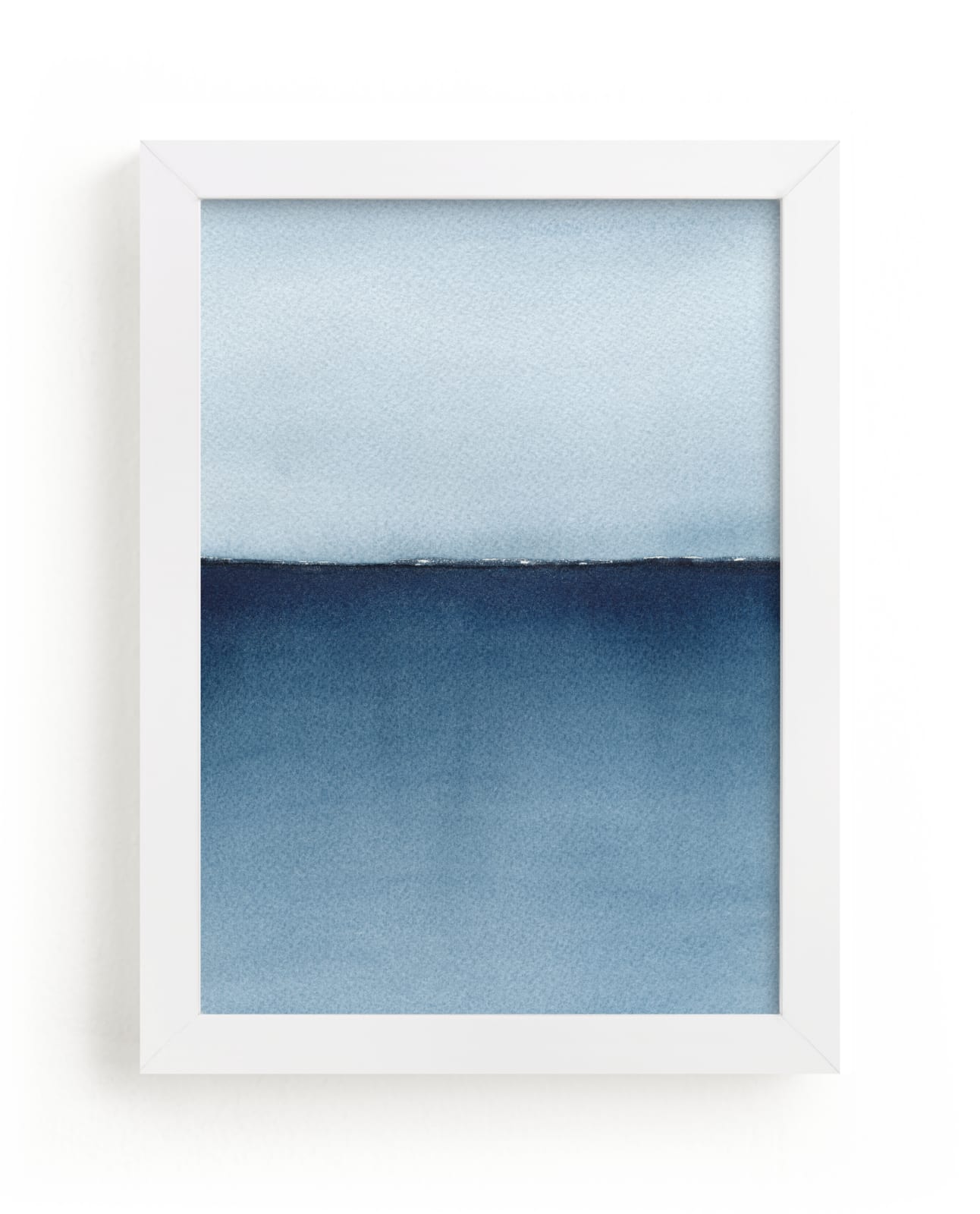 "Lake Superior Horizon" - Art Print in indigo blue by Renee Anne Bouffard-McManus - Framed