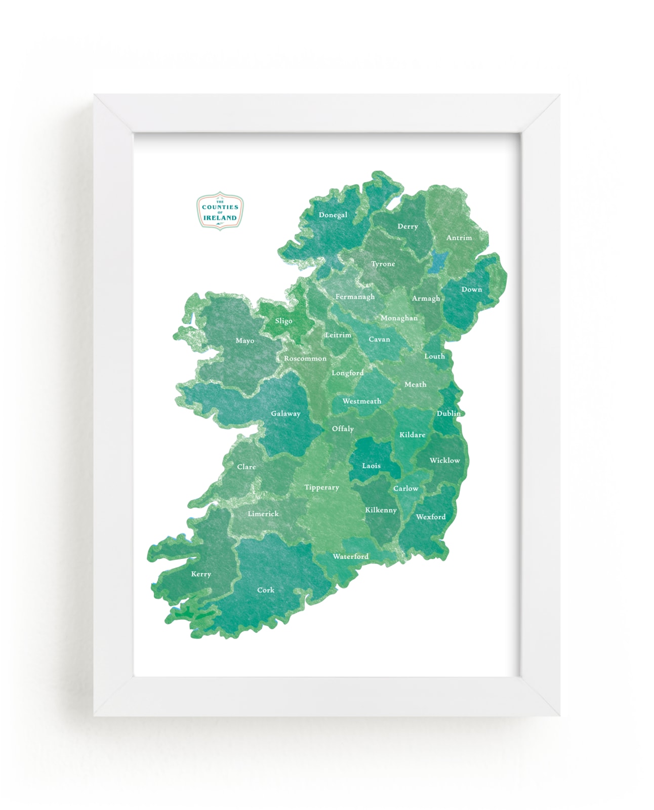"Ireland - The Counties" by Debb W in beautiful frame options and a variety of sizes.