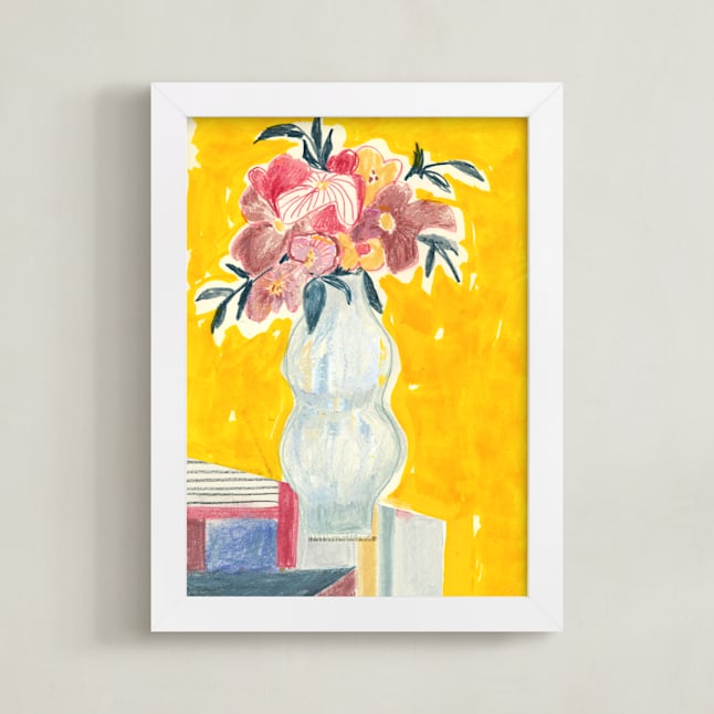 "Solar wall" - Art Print in solar yellow by Bethania Lima - Framed