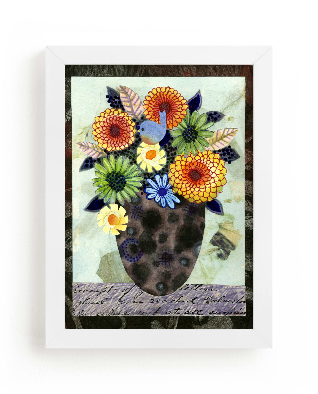 "Zinnia Bouquet" by Amelia Gluba in beautiful frame options and a variety of sizes.