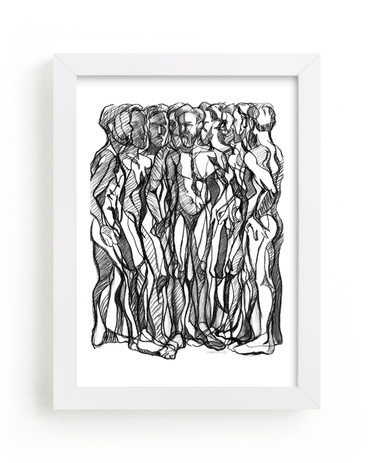 "Turn IV, Abstract Figurative Drawing" by Kathleen Ney in beautiful frame options and a variety of sizes.