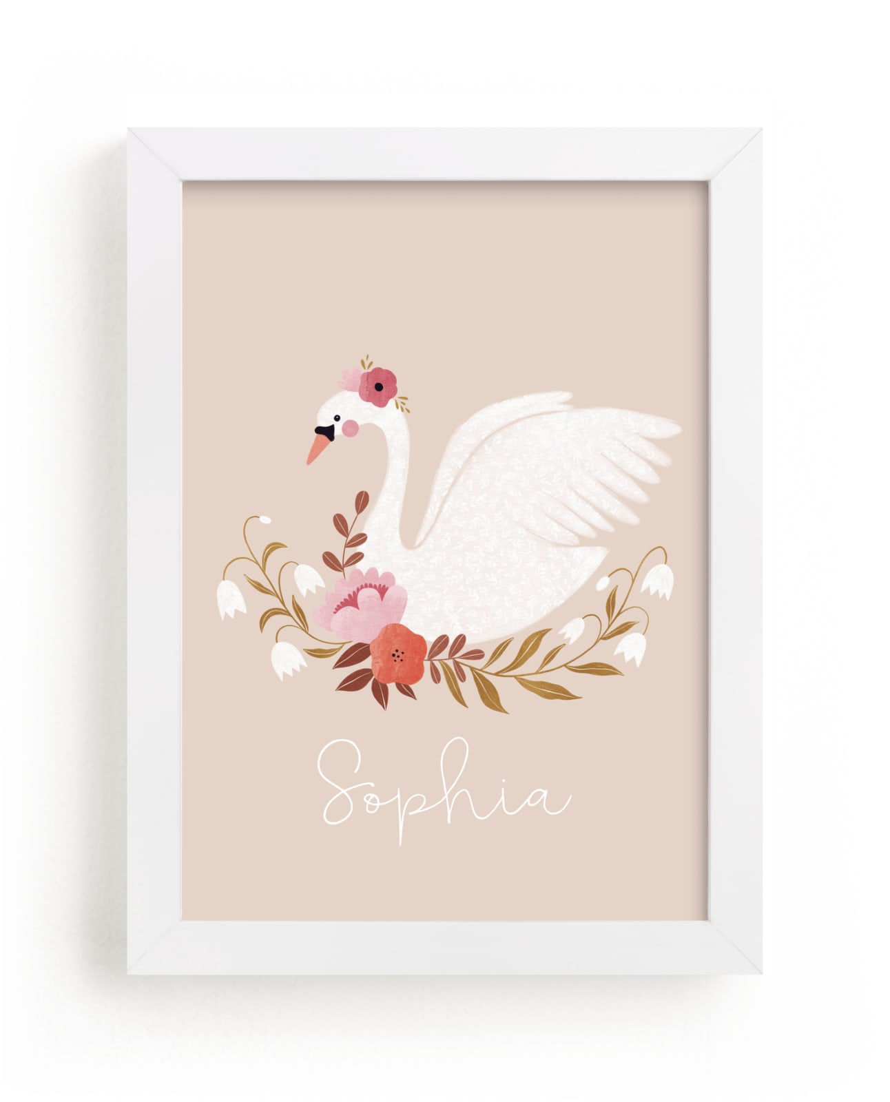 "Romantic swan" - Custom Open Edition Nursery Art Print by Tati Abaurre in beautiful frame options and a variety of sizes.