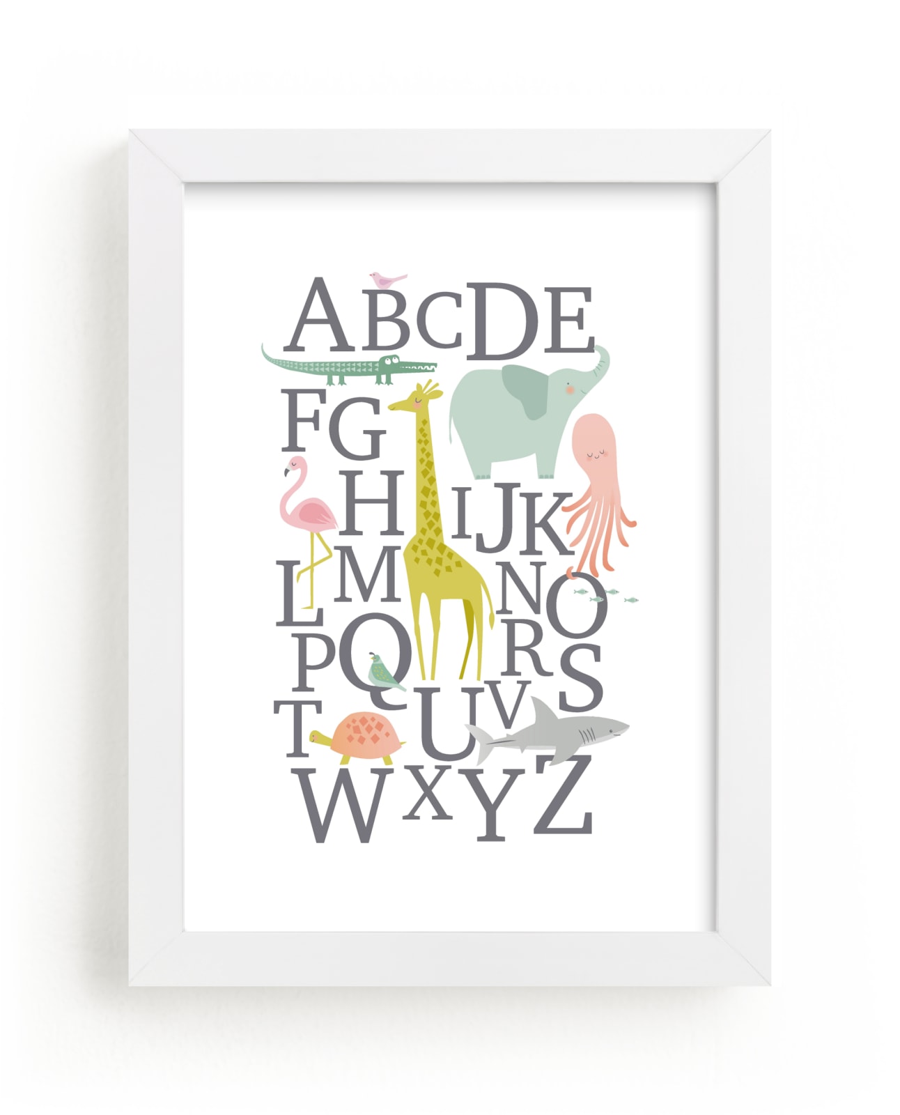 "Alphabet Animals" - Art Print in stone by Karidy Walker - Framed