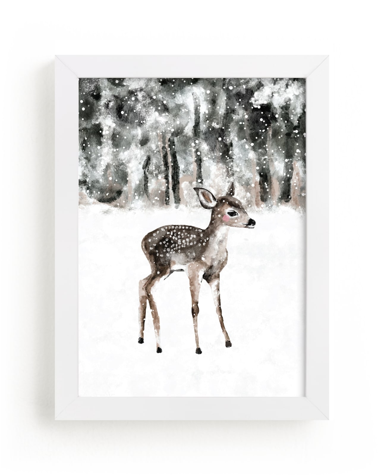 "winter baby deer" - Limited Edition Art Print by Cass Loh in beautiful frame options and a variety of sizes.