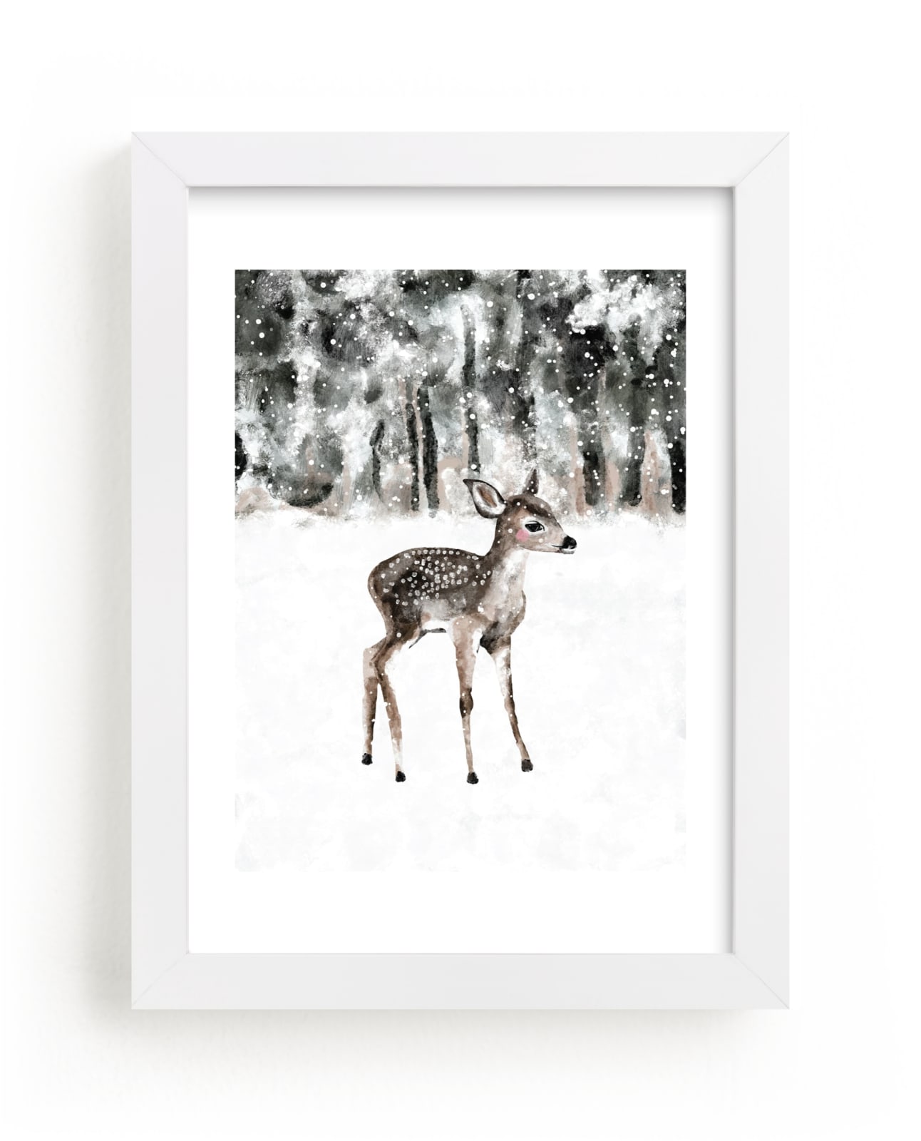 "winter baby deer" - Limited Edition Art Print by Cass Loh in beautiful frame options and a variety of sizes.