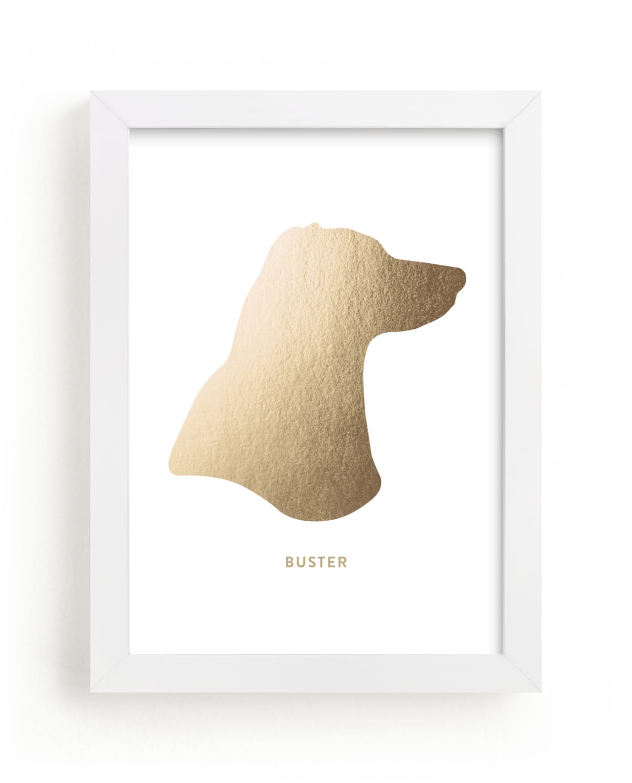 This is a gold silhouette art by Minted called Custom Pet Silhouette Foil Art.
