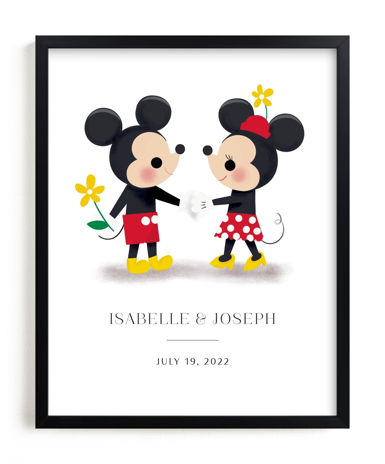 This is a colorful custom art by Itsy Belle Studio called Mickey loves Minnie.