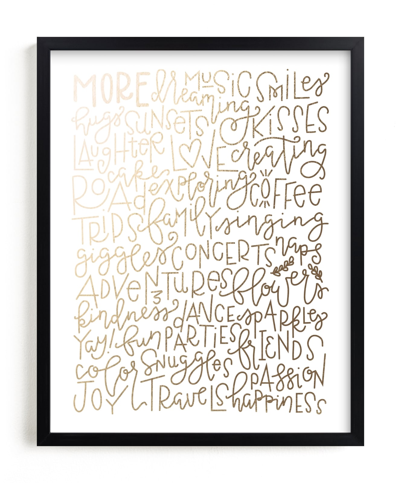 "More" - Custom Foil Print in Gold by Olivia Goree - Framed
