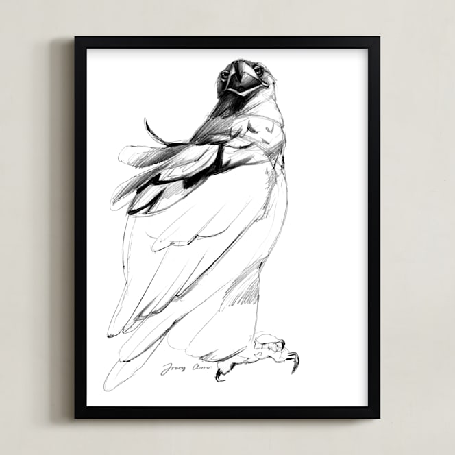 "Topeka Golden Eagle" - Art Print in solid black by Tracy Ann - Framed