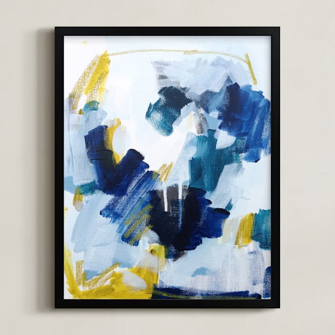 "Swimmingly" - Art Print in Sea Blue by Katie Craig - Framed