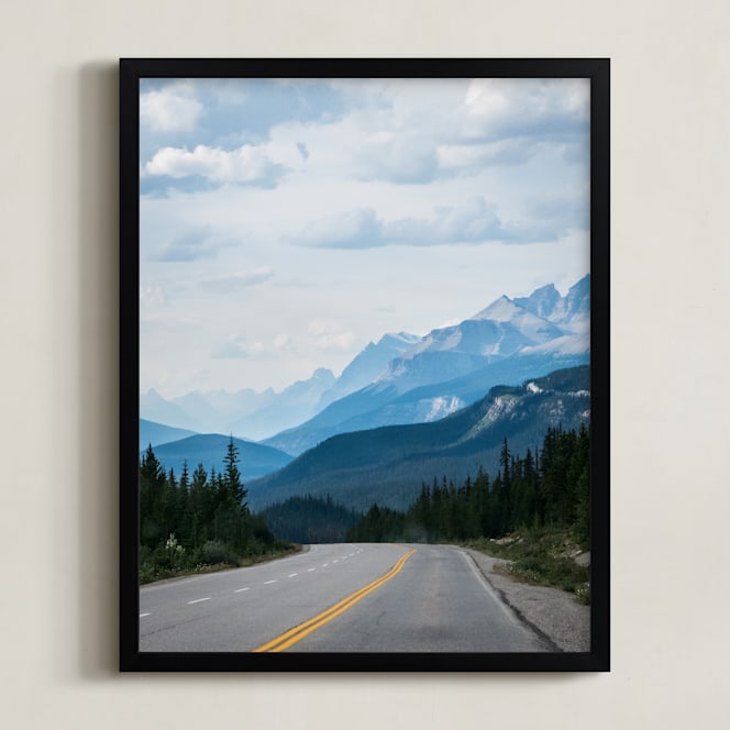 "Road to the Rockies" - Art Print in sky blue by Ardell McLennan - Framed