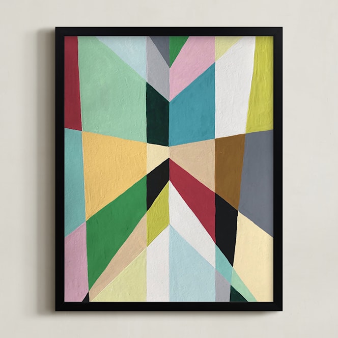 "Skewed Squares" - Art Print in Multicolor by Jane Clark - Framed