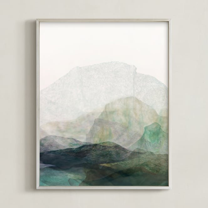 "Finding Balance No. 1" - Art Print in Emerald by Karen Kardatzke - Framed